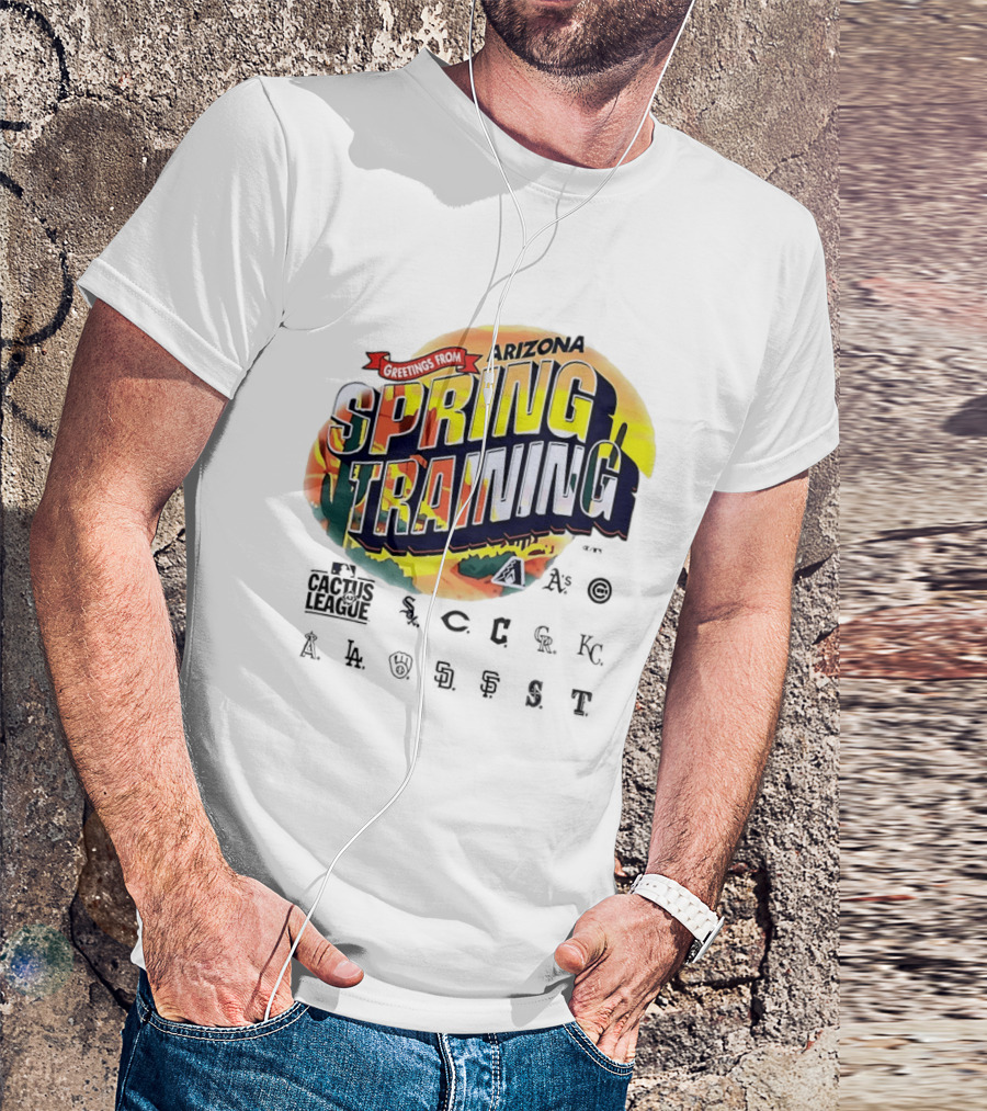 Greetings From Arizona Spring Training With Cactus And Baseball T-Shirt