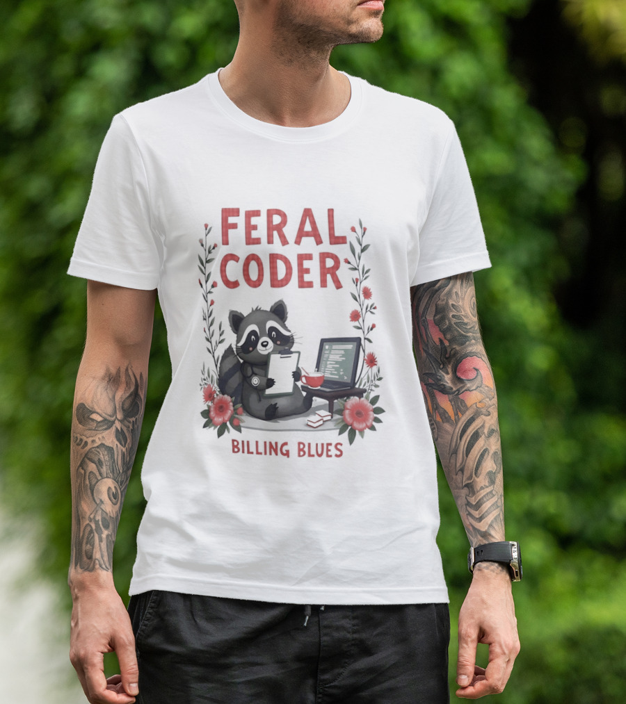 Feral Coder Raccoon Billing Blues T-Shirt