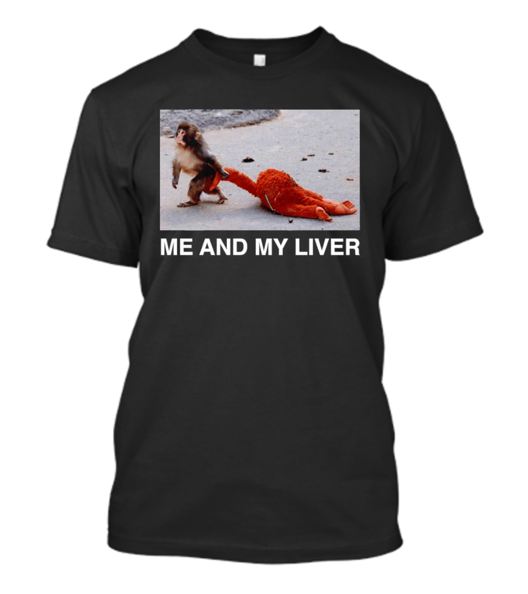 Punch Monkey Me And My Liver Funny Animal Scene T-Shirt