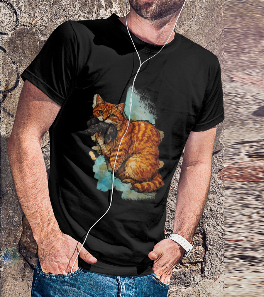 Iran Map Orange Tabby Cat With Mouse T-Shirt