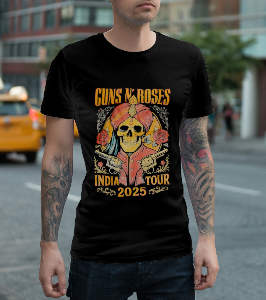 Guns N Roses Skeleton India Tour 2025 T-Shirt