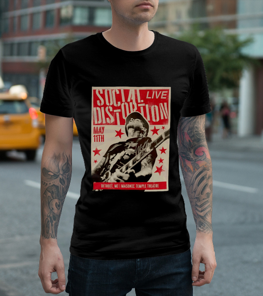 Social Distortion Live May 11th Detroit MI Masonic Temple Theatre T-Shirt