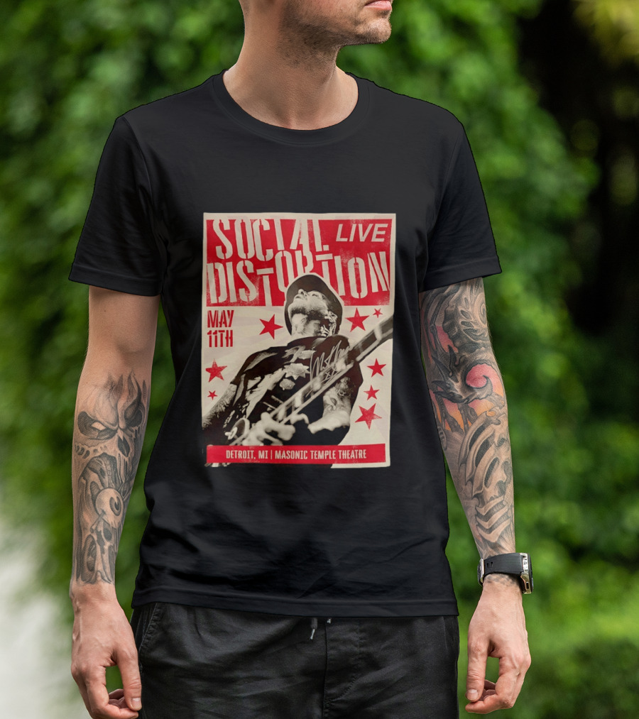 Social Distortion Live May 11th Detroit MI Masonic Temple Theatre T-Shirt