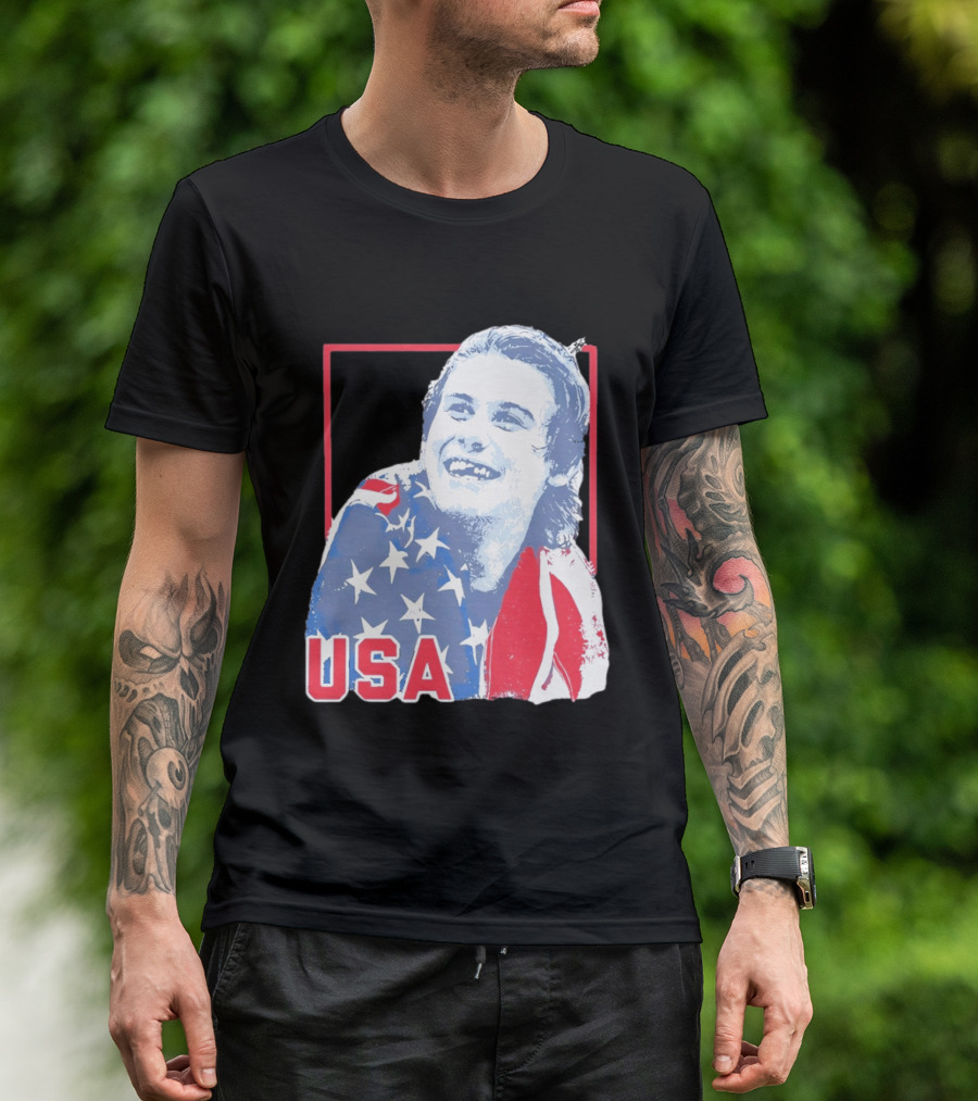 Jack Hughes USA Flag 2026 Hockey T-Shirt