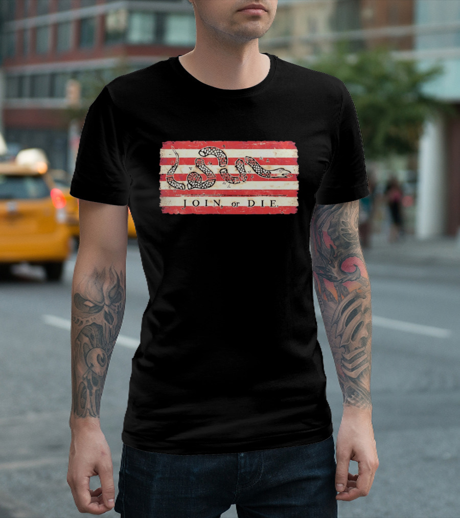 Join Or Die Snake Flag Benjamin Franklin Historical T-Shirt
