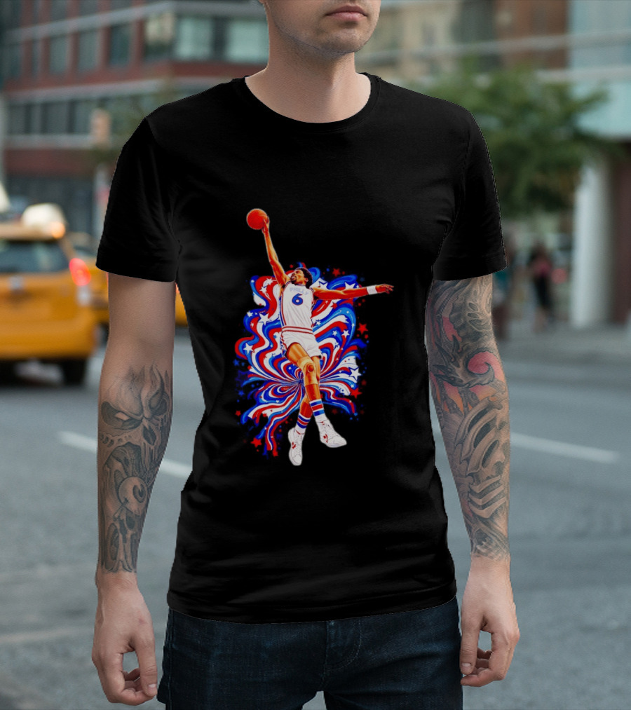 Philadelphia 76ers Julius Erving Dr. J Phunkadelic Slam Dunk T-Shirt