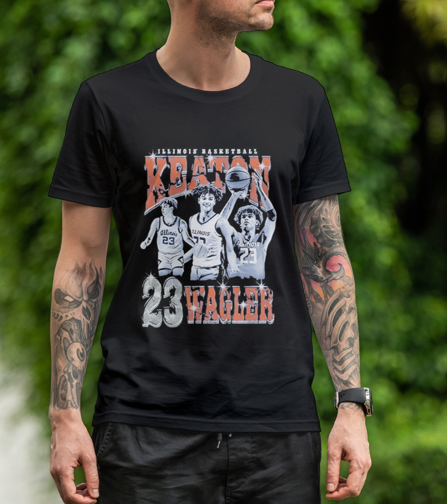Keaton Wagler 23 Illinois Basketball Team Player Action Scenes T-Shirt