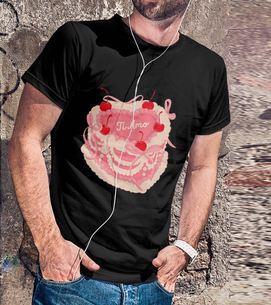 Ti Amo Heart Cake With Cherries And Bows T-Shirt