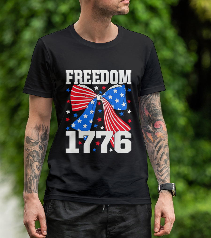 Freedom 1776 Patriotic Bow American Stars And Stripes T-Shirt