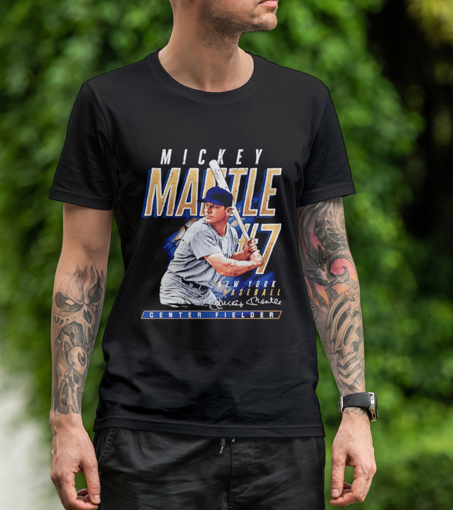 Mickey Mantle 7 New York Baseball Center Fielder T-Shirt