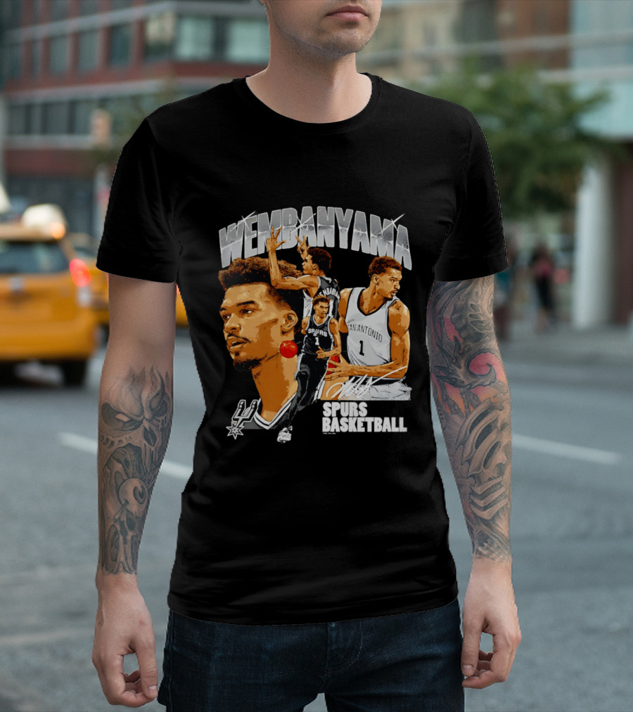 Wembanyama Spurs Basketball San Antonio Player Collage T-Shirt