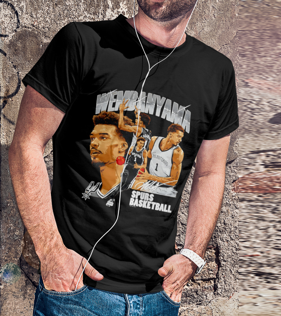 Wembanyama Spurs Basketball San Antonio Player Collage T-Shirt
