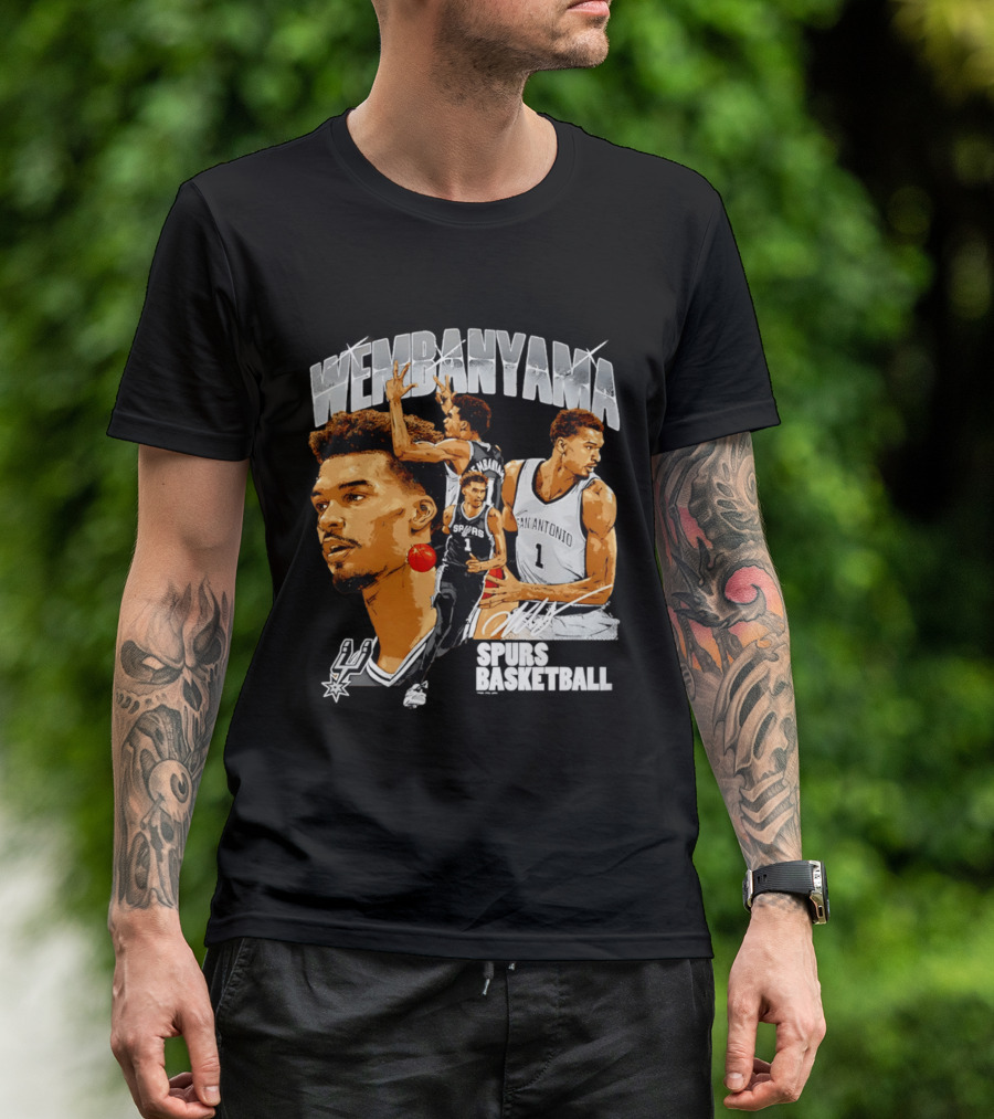 Wembanyama Spurs Basketball San Antonio Player Collage T-Shirt