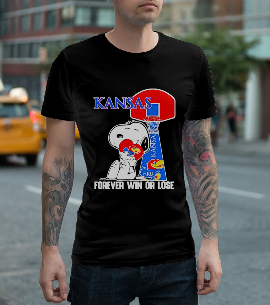 Kansas Jayhawks Basketball Snoopy Forever Win Or Lose T-Shirt