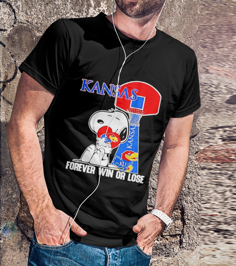 Kansas Jayhawks Basketball Snoopy Forever Win Or Lose T-Shirt