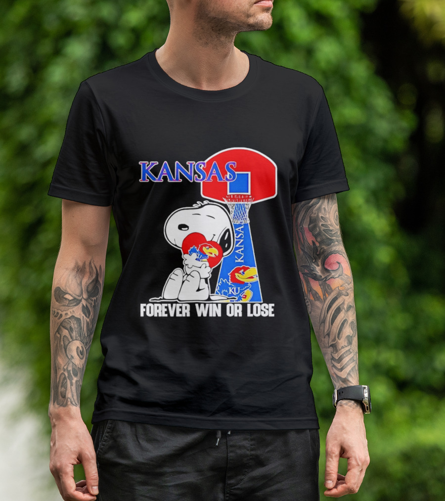 Kansas Jayhawks Basketball Snoopy Forever Win Or Lose T-Shirt