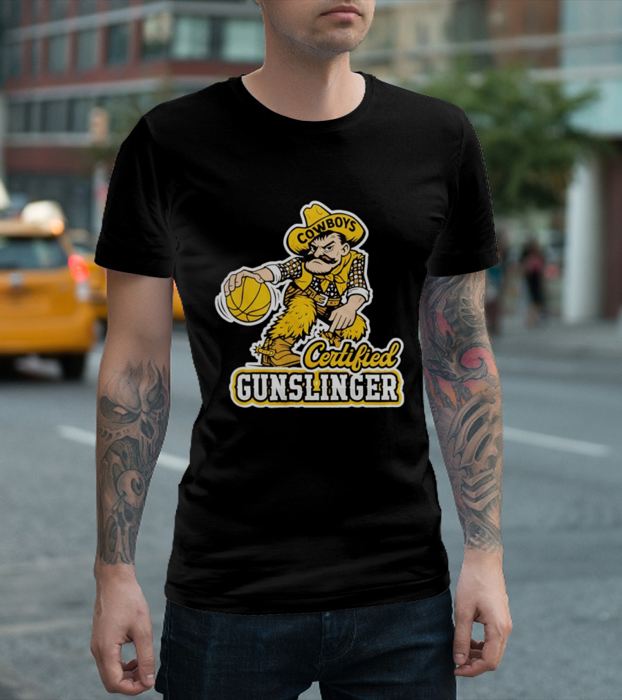 Pistol Pete Cowboys Certified Gunslinger Basketball T-Shirt