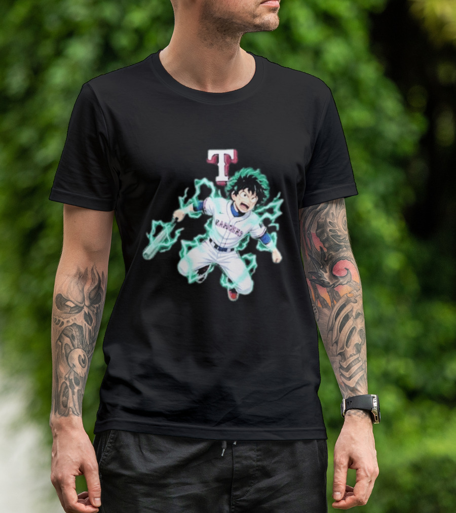 Deku My Hero Academia 2026 Texas Rangers MLB Collaboration Anime T-Shirt