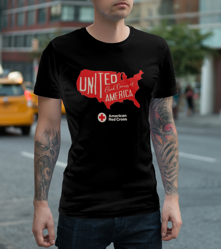 United Blood Donors Of America Map Red Cross Collaboration T-Shirt