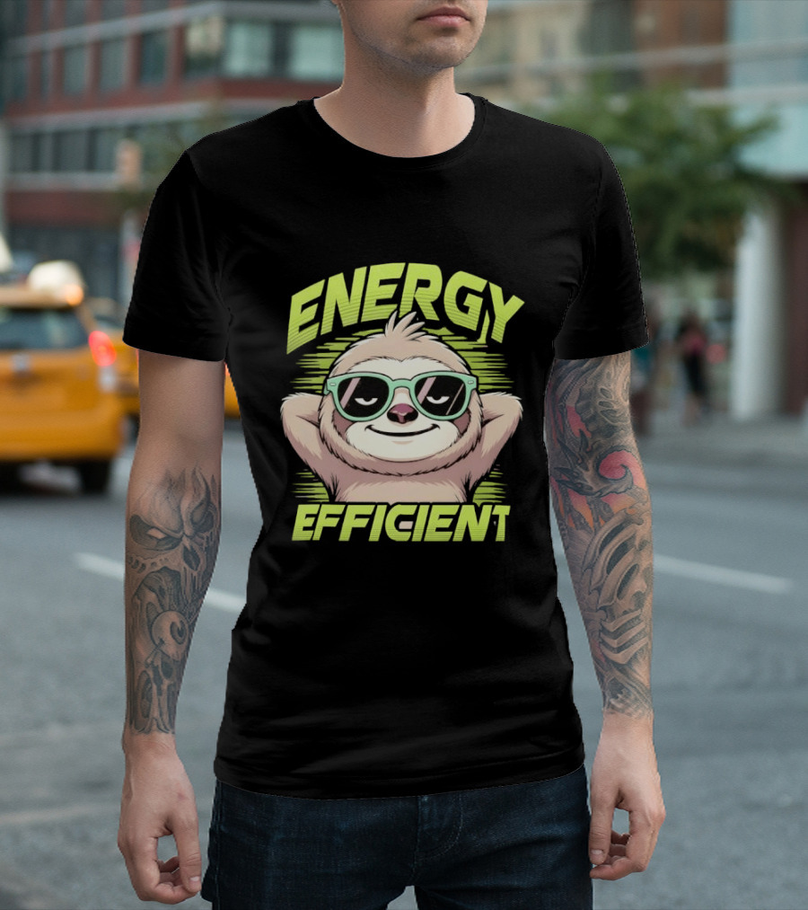 Energy Efficient Relaxed Sloth With Sunglasses T-Shirt