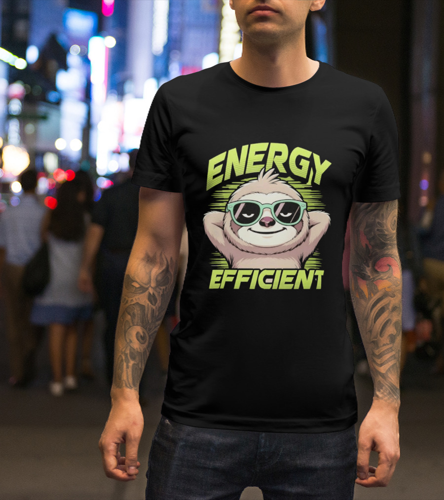 Energy Efficient Relaxed Sloth With Sunglasses T-Shirt
