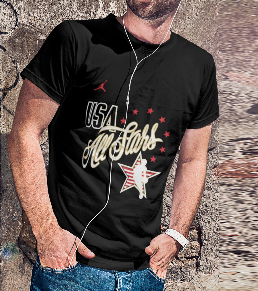 USA All Stars Basketball Team Icon With Red Star T-Shirt