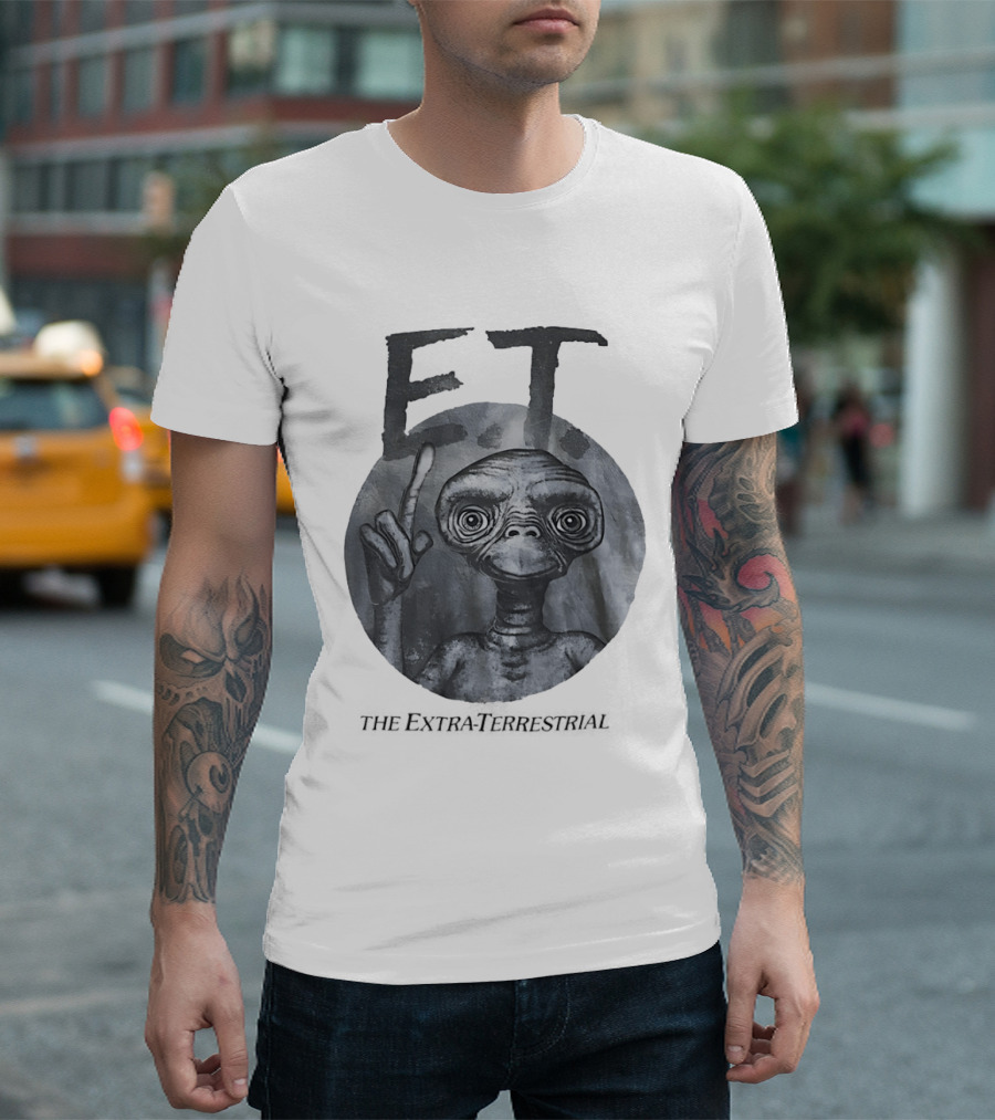 ET The Extra Terrestrial Iconic Finger Pose Black And White T-Shirt