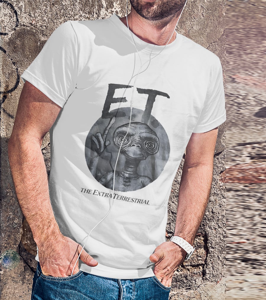 ET The Extra Terrestrial Iconic Finger Pose Black And White T-Shirt