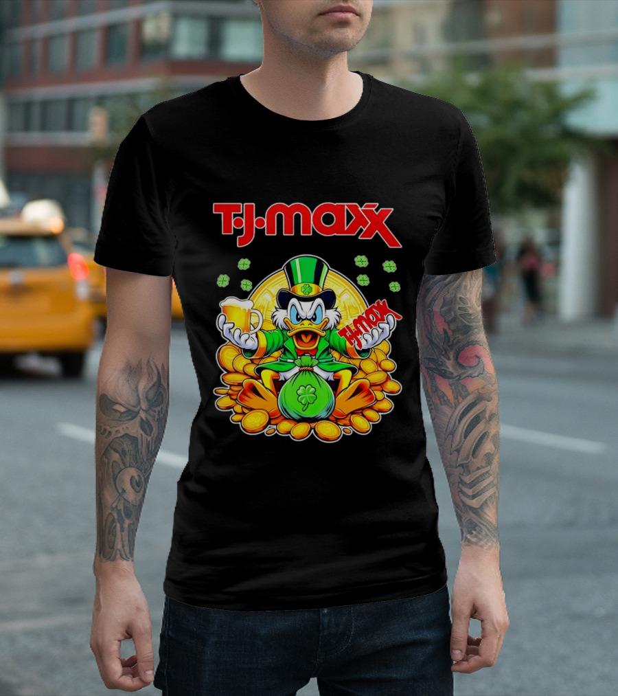 TJ Maxx Scrooge McDuck St Patricks Day Coins Beer T-Shirt