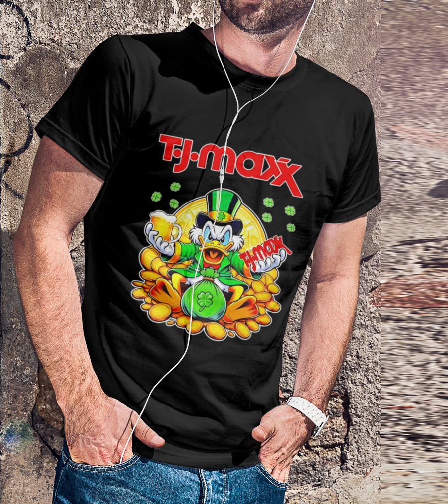 TJ Maxx Scrooge McDuck St Patricks Day Coins Beer T-Shirt