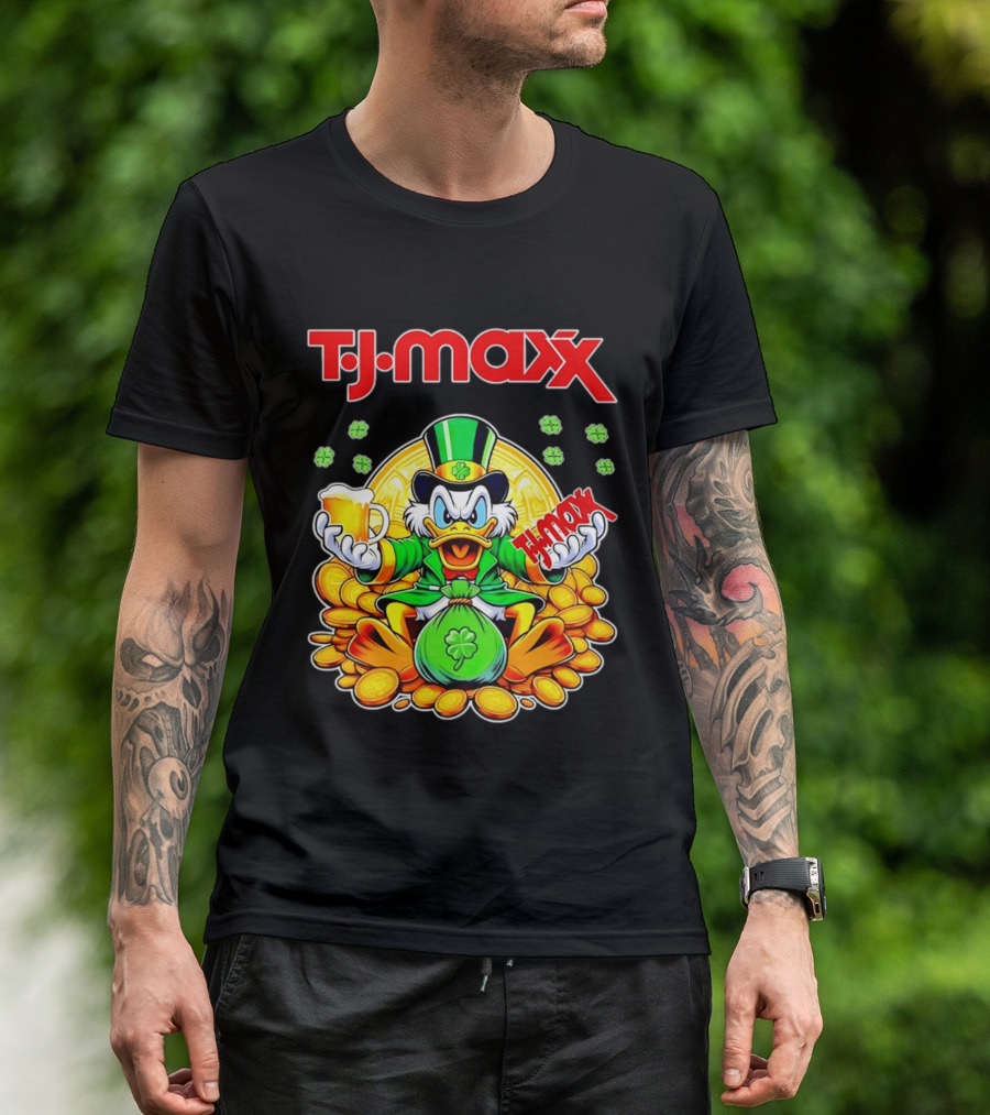 TJ Maxx Scrooge McDuck St Patricks Day Coins Beer T-Shirt