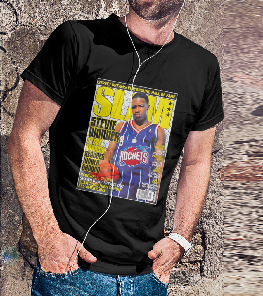 SLAM Stevie Wonder Steve Francis Reaches Higher Ground Rockets Basketball T-Shirt