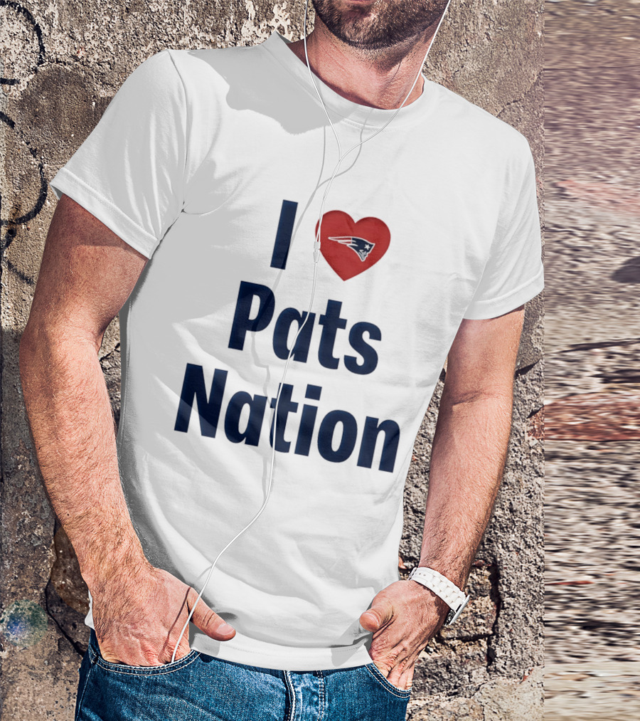 I Love Pats Nation Happy Valentine's Day New England Patriots Fan T-Shirt