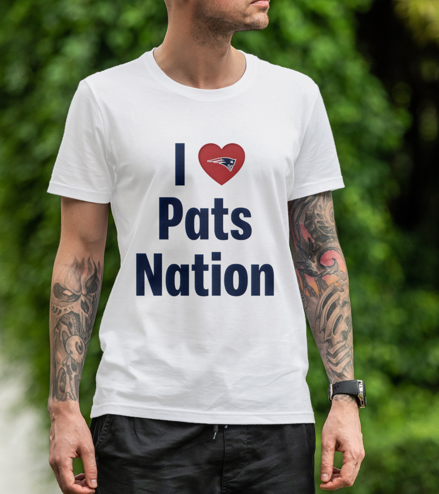 I Love Pats Nation Happy Valentine's Day New England Patriots Fan T-Shirt
