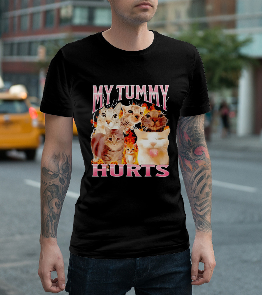 My Tummy Hurts Funny Cat Compilation T-Shirt