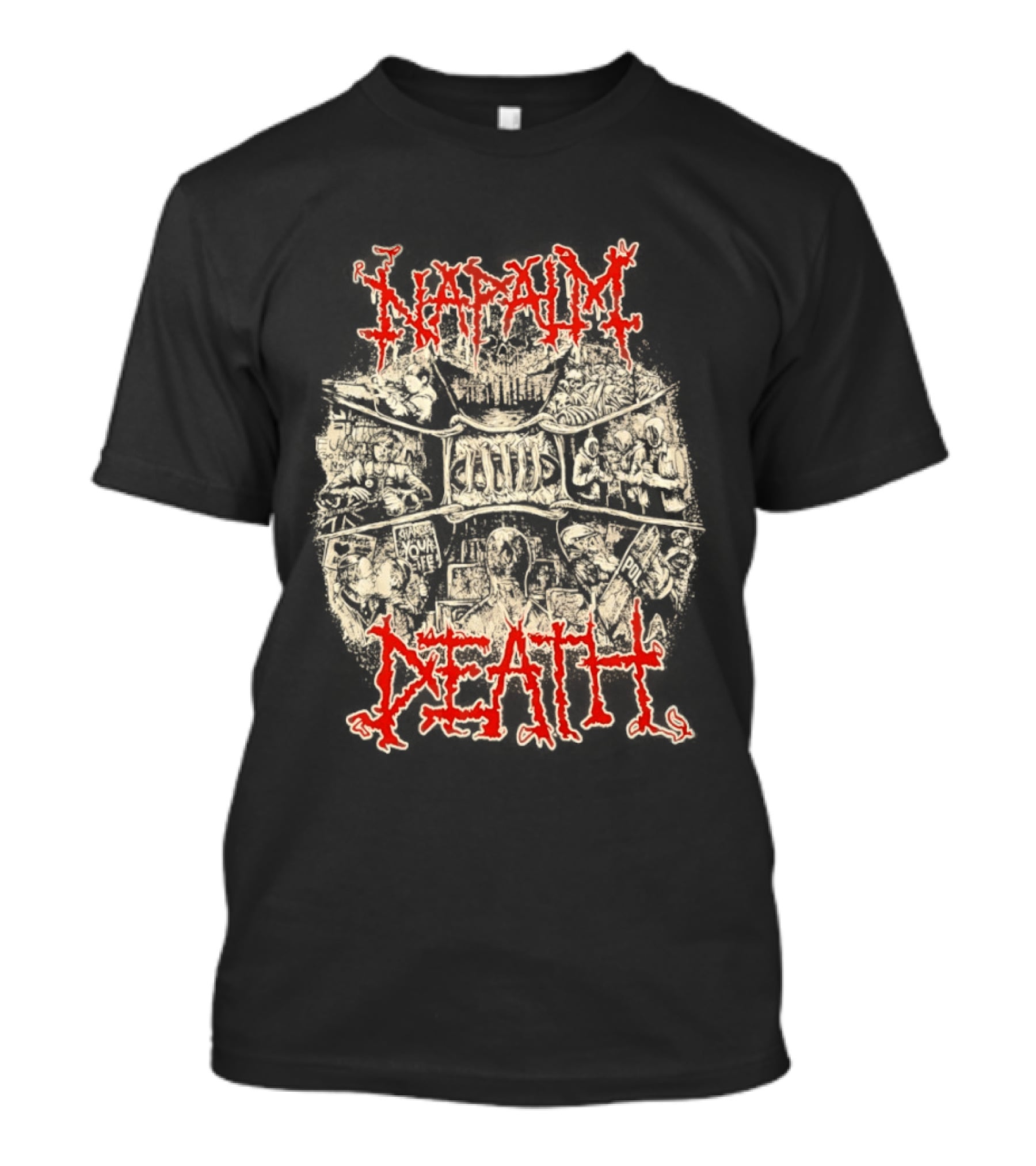 Napalm Death Coded Smears Artwork Red T-Shirt