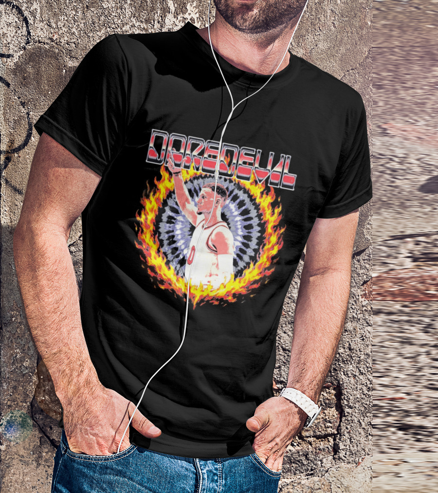 Daredevil Basketball Player In Fire Ring T-Shirt