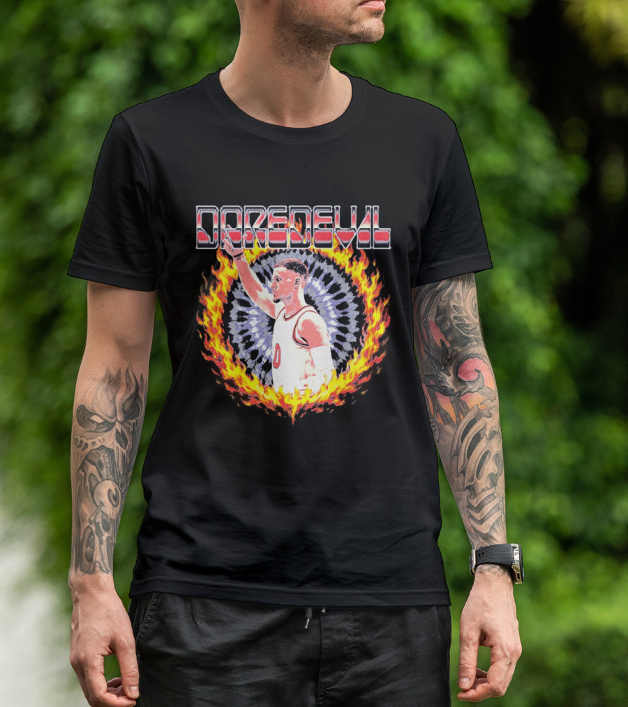 Daredevil Basketball Player In Fire Ring T-Shirt