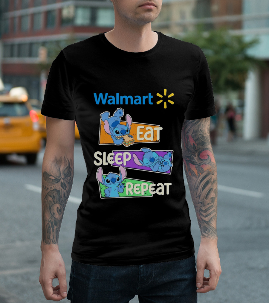 Walmart Stitch Eat Sleep Repeat T-Shirt