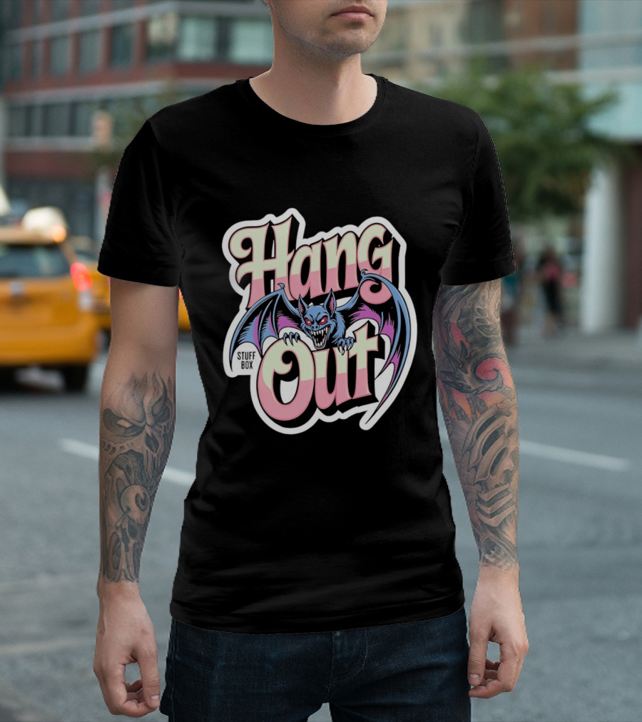 Stuff Box Hang Out Bat Creepy Cartoon T-Shirt