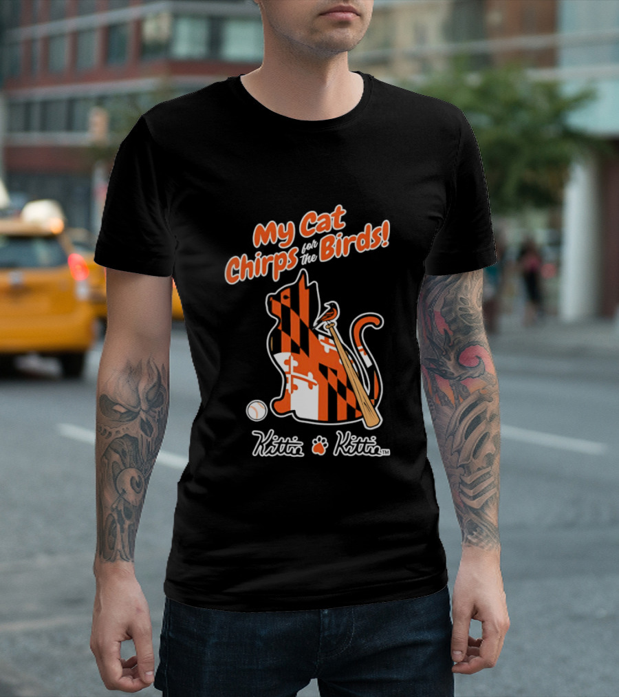 Kittie My Cat Chirps For The Birds Baseball Bat And Ball T-Shirt