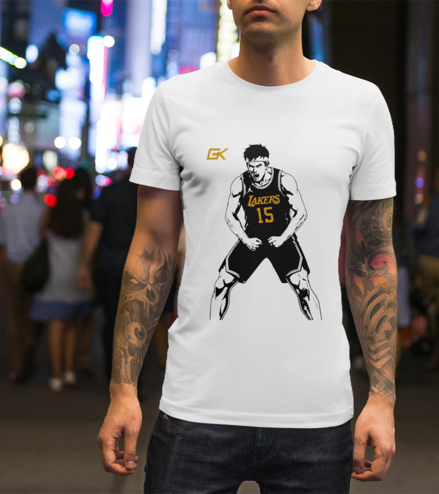 Austin Reaves 15 Lakers Cartoon Basketball Pose T-Shirt