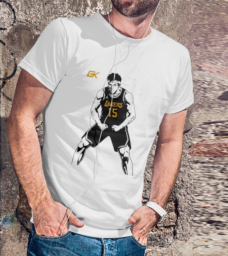 Austin Reaves 15 Lakers Cartoon Basketball Pose T-Shirt