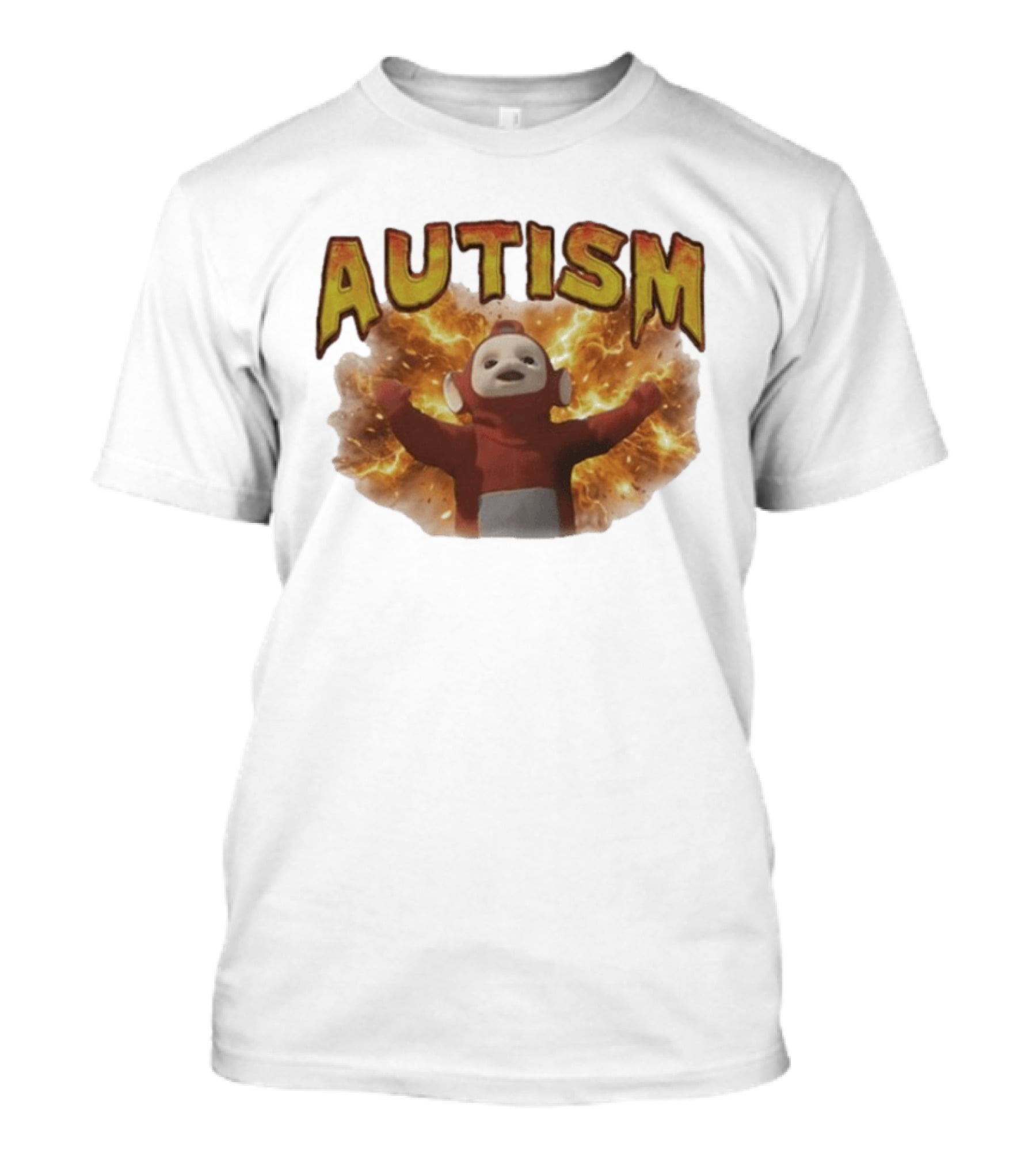 Autism Teletubbies Character With Fiery T-Shirt