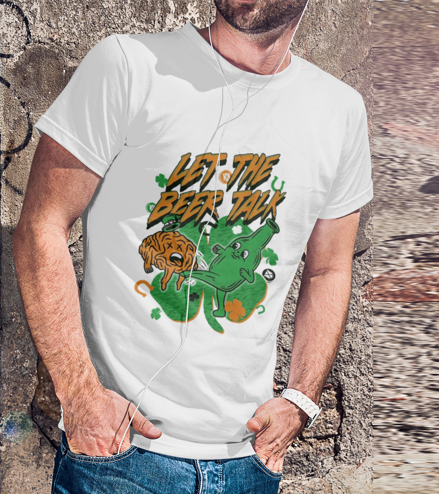 Let The Beer Talk St. Patrick's Day Brain Shamrock Bottle T-Shirt