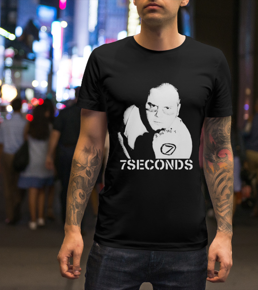 7 Seconds Society SBG White Text Fighter Pose T-Shirt