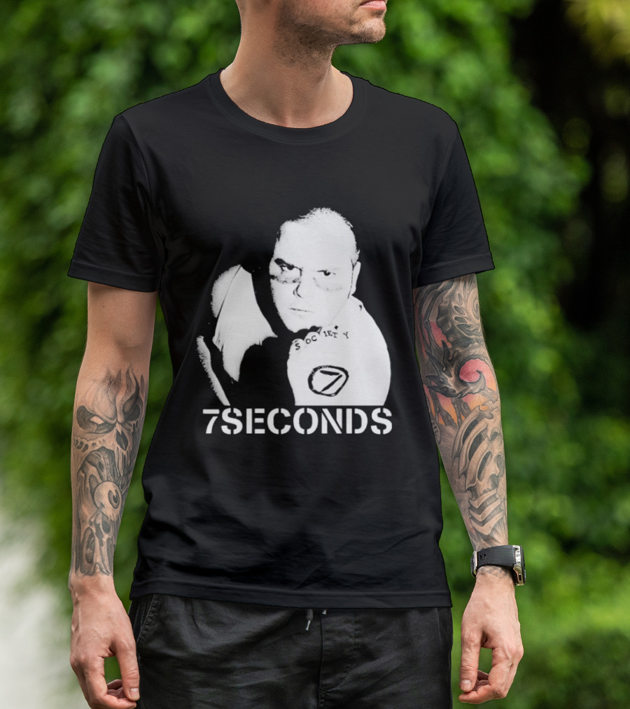 7 Seconds Society SBG White Text Fighter Pose T-Shirt
