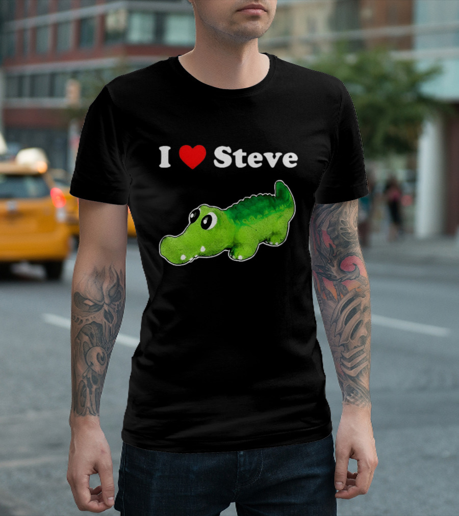 I Love Steve Cute Green Cartoon Gator T-Shirt