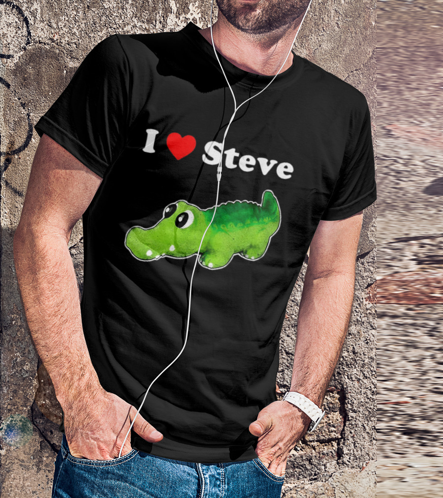 I Love Steve Cute Green Cartoon Gator T-Shirt