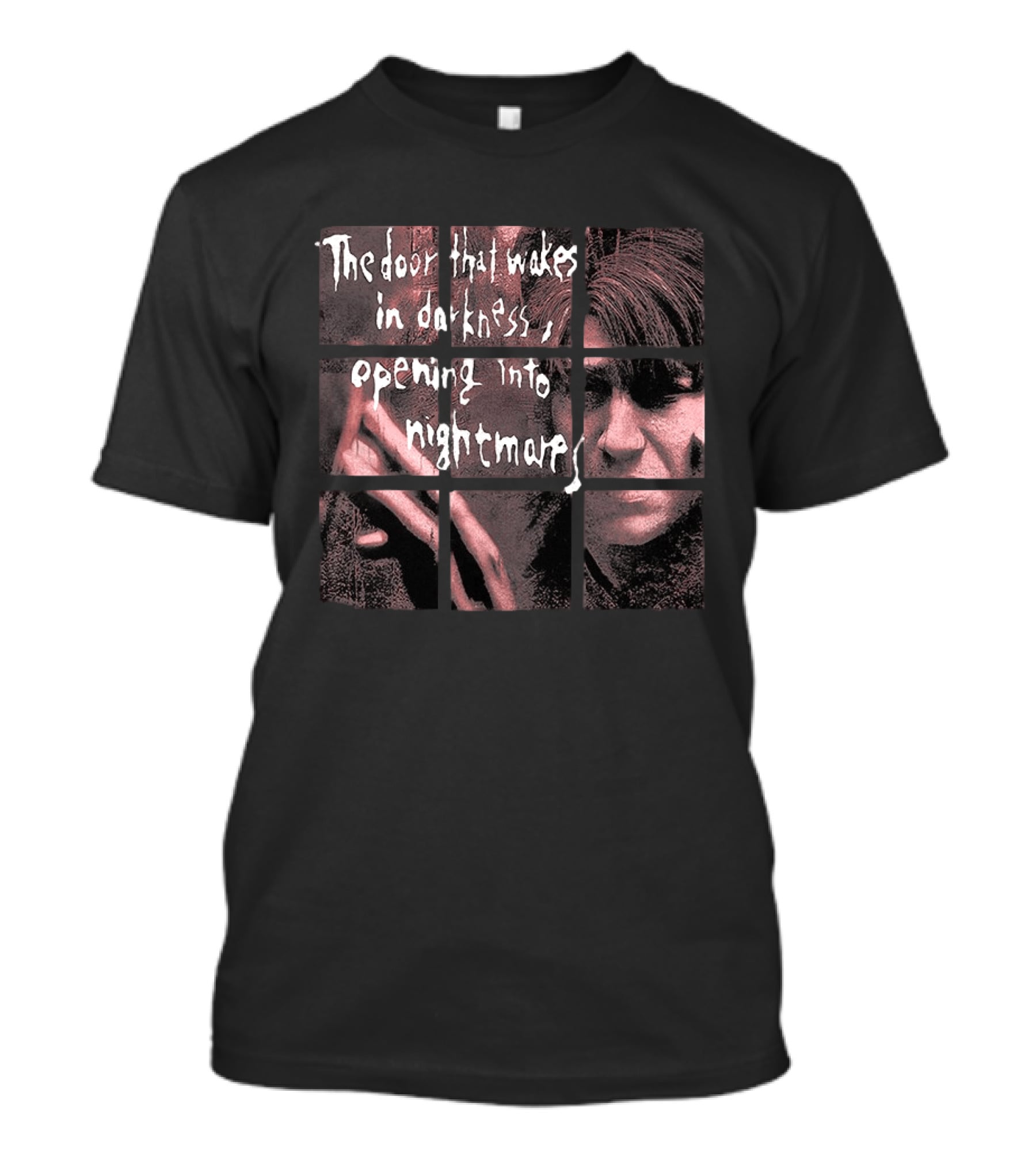 The Door That Wakes In Darkness Opening Into Nightmares Horror Montage T-Shirt